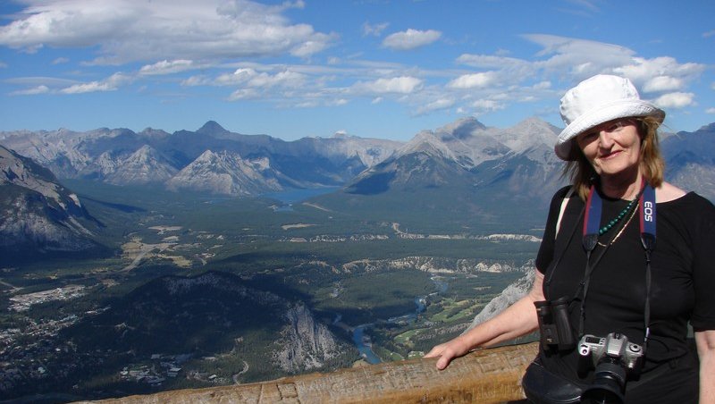 Megan on top of the Rockies, Banff, Canada